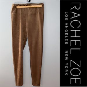 EUC Rachel Zoe dark camel high rise faux suede leggings size 6